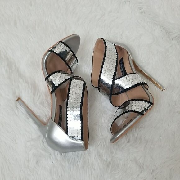 New ONLY MAKER Silver Sequins Heels size 7 - Picture 8 of 10